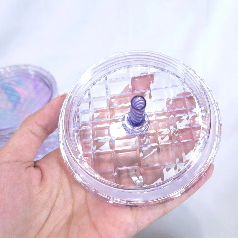 Starbucks Iridescent Faceted Grid Tumbler Cold Cup 24oz Venti Straw Lilac Purple